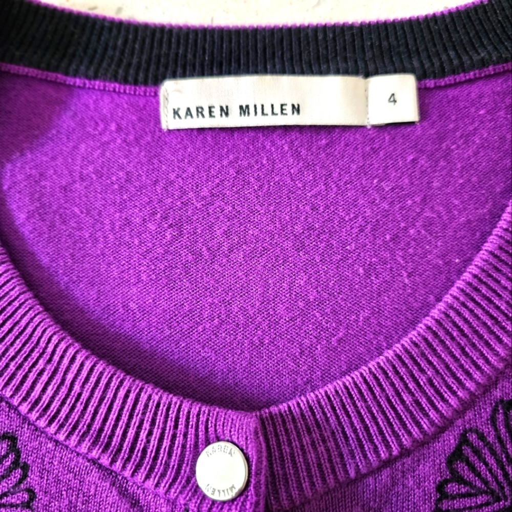 Karen Millen cardigan in purple with black print size 4 - Picture 9 of 9